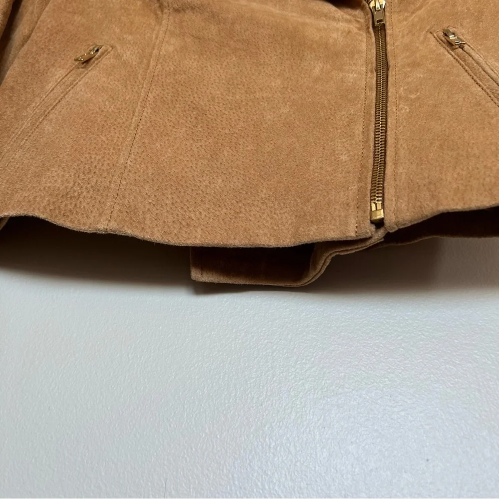Tan Faux Suede Jacket with Gold Detail - Picture 3 of 7